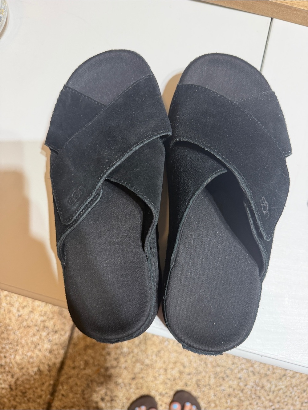 UGG Women’s Black Suede Crossover Slide Sandals
